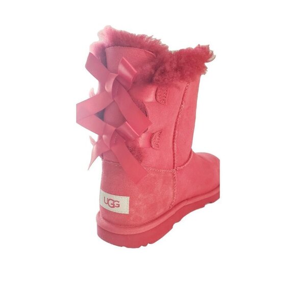NEW UGG BIG KIDS BAILEY BOW II SAMBA RED SUED BOOT SZ 5 - Picture 7 of 8
